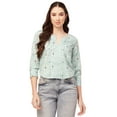 thumbnail image 1 of Moomaya Printed Short Top For Women V Neck Full Sleeve Regular Tunic Top, 1 of 8