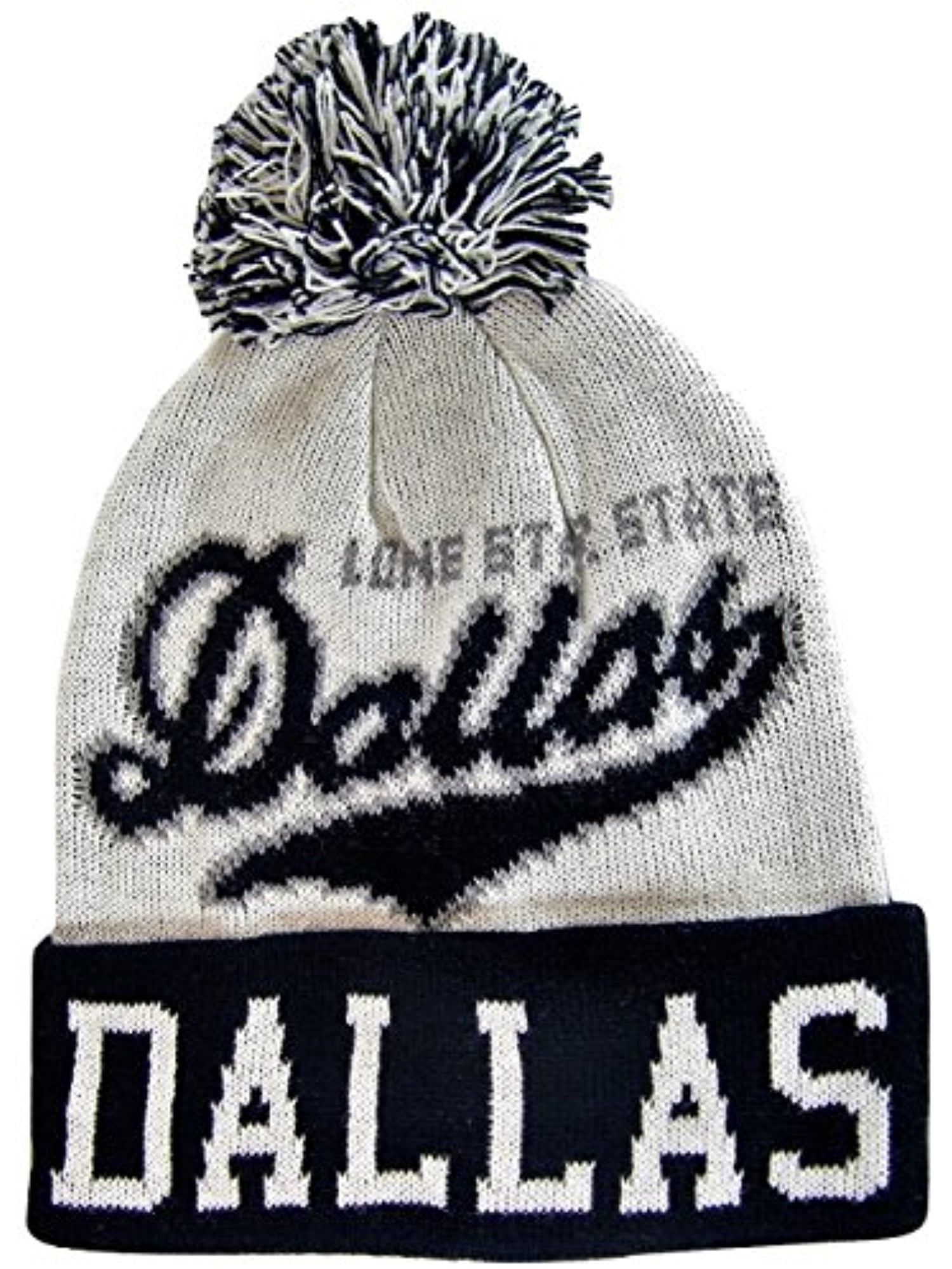 BVE Sports Novelties Dallas Adult Size Cursive Script Winter Knit Pom