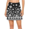 thumbnail image 4 of LEBONYARD Women's High-Waist Yoga Skirt with Shorts,Women's Summer Flower Print Pleated Tennis Skirts Stretchy Yoga Fake Two Piece Shorts Skirt Black L, 4 of 7