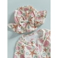 thumbnail image 6 of BemeyourBBs Toddler Baby Girls Starfish One Piece Swimsuit with Sun Hat Infant Girls Bathing Suit Long Sleeve Rash Guard Shell Starfish Pattern Zip Up Swimwears Summer Beachwear, 6 of 9