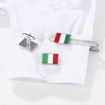 thumbnail image 3 of Set de gemelos y clip de corbata con bandera italiana para hombre, 3 of 3