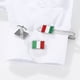 thumbnail image 3 of Set de gemelos y clip de corbata con bandera italiana para hombre, 3 of 3
