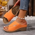 thumbnail image 3 of Modisza Wedge Sandals for Women Open Toe Slip on Walking Slides Wide Width Outdoor Wedges Shoes Summer Beach Platform Slipper Size 6 Orange, 3 of 7