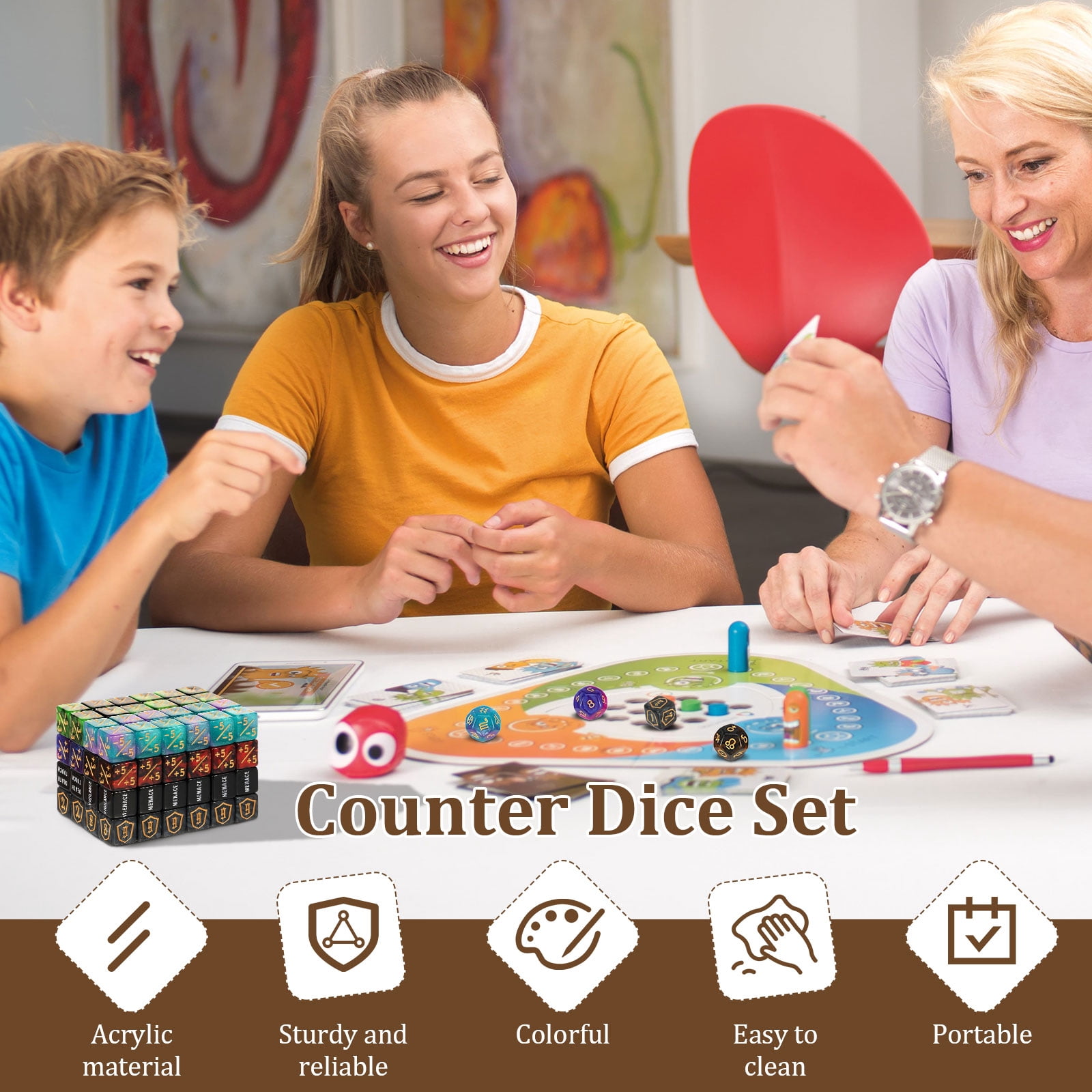 Threns 99 Pcs MTG Dice Counters Bulk Life Keyword Counter Dice Set Plus -1/+1 Buff Ability Tokens for MTG,TCG,Cards Gaming Accessories