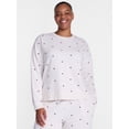 thumbnail image 2 of Joyspun Women's Fleece Lounge Sleep Top with Long Sleeves, Sizes XS-3X, 2 of 5