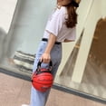 thumbnail image 4 of Basketball Shaped Handbags Purse Tote Round Shoulder Messenger Cross Body PU Bag Adjustable Strap for Women Girls, 4 of 7