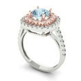 thumbnail image 2 of 1.615 ct Round Cut Natural Swiss Blue Topaz Solitaire with Simulated Diamond Accents 14K White/Rose Gold Womens Engagement Ring, 2 of 3