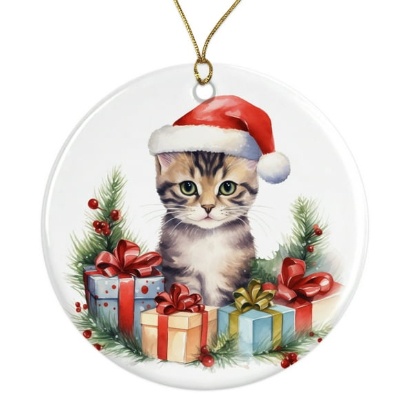 Tabby Cat Ornament - Cat Ornament For Cat Mom Cat Dad Over 20 Breeds - Xmas Tree Decoration - Fun Christmas Ornament - 3" Round Ceramic Ornament - Printed in USA AAC246