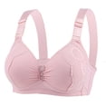 thumbnail image 2 of Xijirk Women Wireless Bra Lace Adjustable Wide Strap V Neck Rhinestone Comfort Bra for Daily Casual Wear and Outfit Layering,Rose Gold,46, 2 of 3