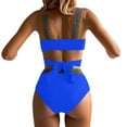 thumbnail image 5 of Women's Bikini Sets Two Piece Wide Strap Cross Swimsuits with Bottom V Neck Bathing Suits High Cut Swimwear Blue M, 5 of 6