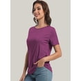 thumbnail image 3 of Womens Tops Short/Long Sleeve T-Shirts Fitted Crewneck Tee, 3 of 6