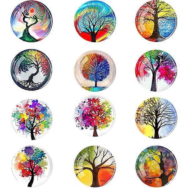 12-Pack Butterfly Fridge Magnets 3D Glass Message Board Office Magnets Set Vintage Butterfly Small Refrigerator Magnets Decorative Tree