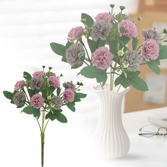 1x Artificial Carnation Flowers,Artificial Silk Carnation Bouquet,Plastic Carnation Bouquet for Mothers Day Wedding Home Centerpieces Floral Arrangements,Artificial Silk Fowers Carnation Bunch,Purple