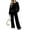 Black, variant on Women’s Velvet 2 Piece Loungewear Set Crew Neck Long Sleeve Loose Top & High Waist Wide Leg Pants Soft Velour Casual Tracksuit Outfit White L