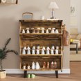 thumbnail image 2 of Prime Garden Shoe Cabinet with 2 Flip Drawers, Freestanding Shoe Cabinet Organizer with Metal Legs, Shoes Storage Cabinet for Entryway, Narrow Shoe Rack Cabinet, Brown, 2 of 6