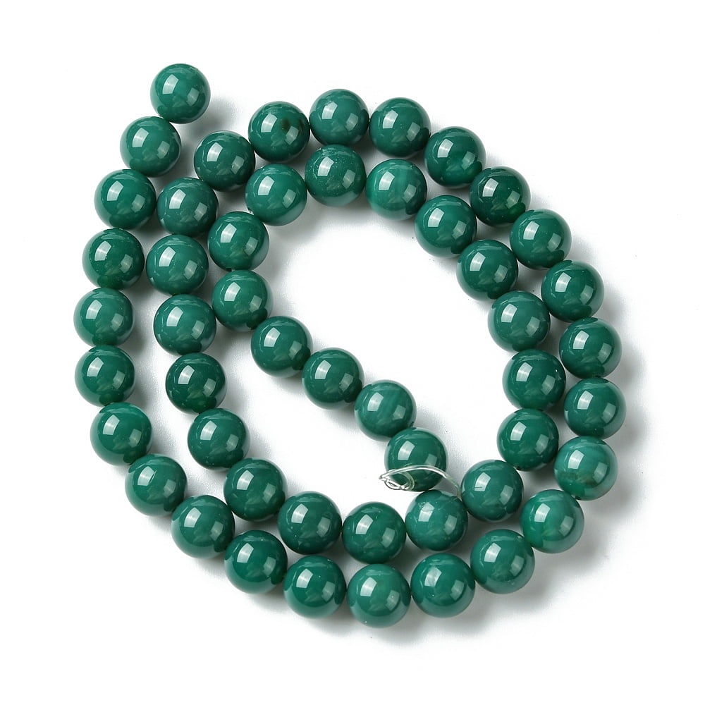 Round Natural Agate Bead Strands Dyed Heated Dark Green 8mm Hole: 1mm 49pcs/strand 15.74 inch
