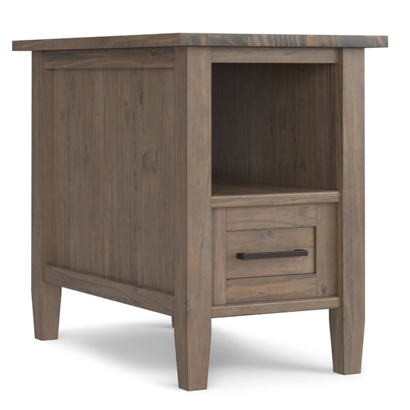 Simpli Home Ela SOLID WOOD 14 inch Wide Rectangle Transitional Narrow End Table in Smoky Brown