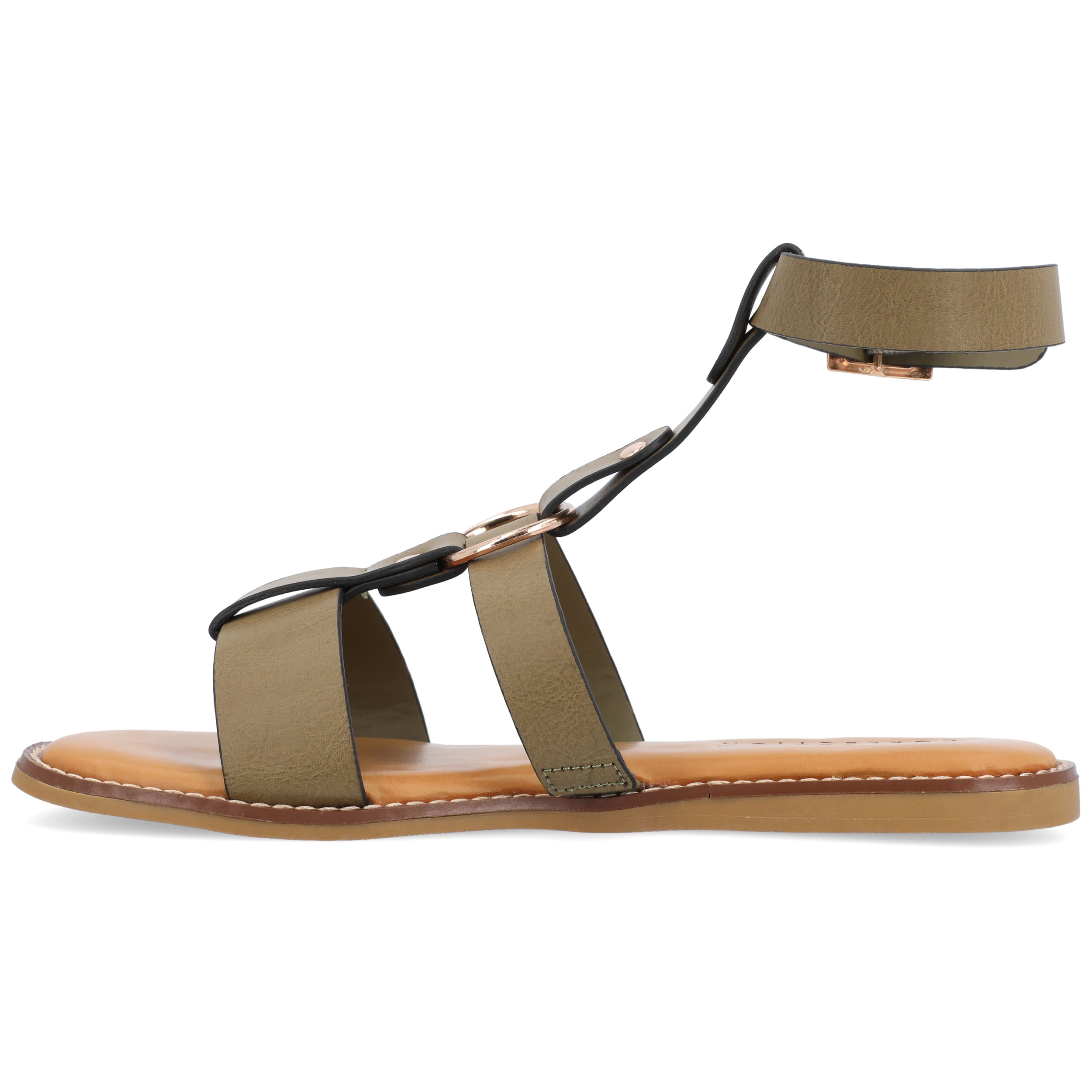 Journee Womens Eleanora Multi Strap Flat Sandals