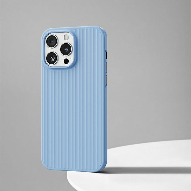 Luxury Corrugated Pattern For Magsafe Magnetic Wireless Charge Case For iPhone 15 14 13 12 Pro Max Bumper Hard PC Matte Cover PC Sky Blue For iPhone 15 Plus