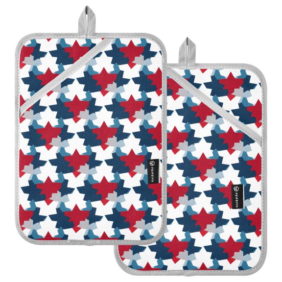 Ryvnso Stars-s1 Pattern Oven Mitts Heat Resistant Pot Holders Set of 2 Hot Pads