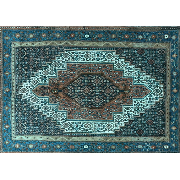 Ahgly Company Indoor Rectangle Persian Light Blue Traditional Area Rugs, 7' x 9'