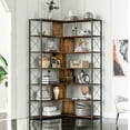 thumbnail image 1 of 7-Tier Corner Bookshelf, Modern Industrial L-Shaped Bookcase with Metal Frame, Large Storage Book Shelf for Living Room Bedroom Office (Brown), 1 of 9
