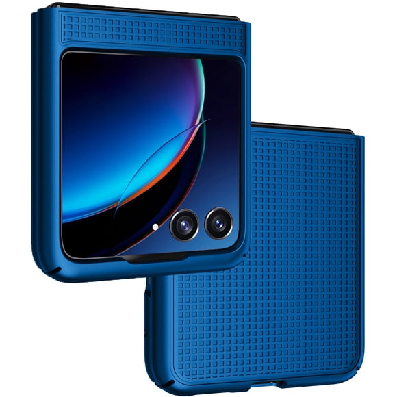 Case for Motorola RAZR+ 2023, Nakedcellphone Slim Hard Shell Protector Cover [Anti-Fingerprint, Grid Texture] for Moto RAZR Plus '23 (RAZR 40 Ultra) - Cobalt Blue