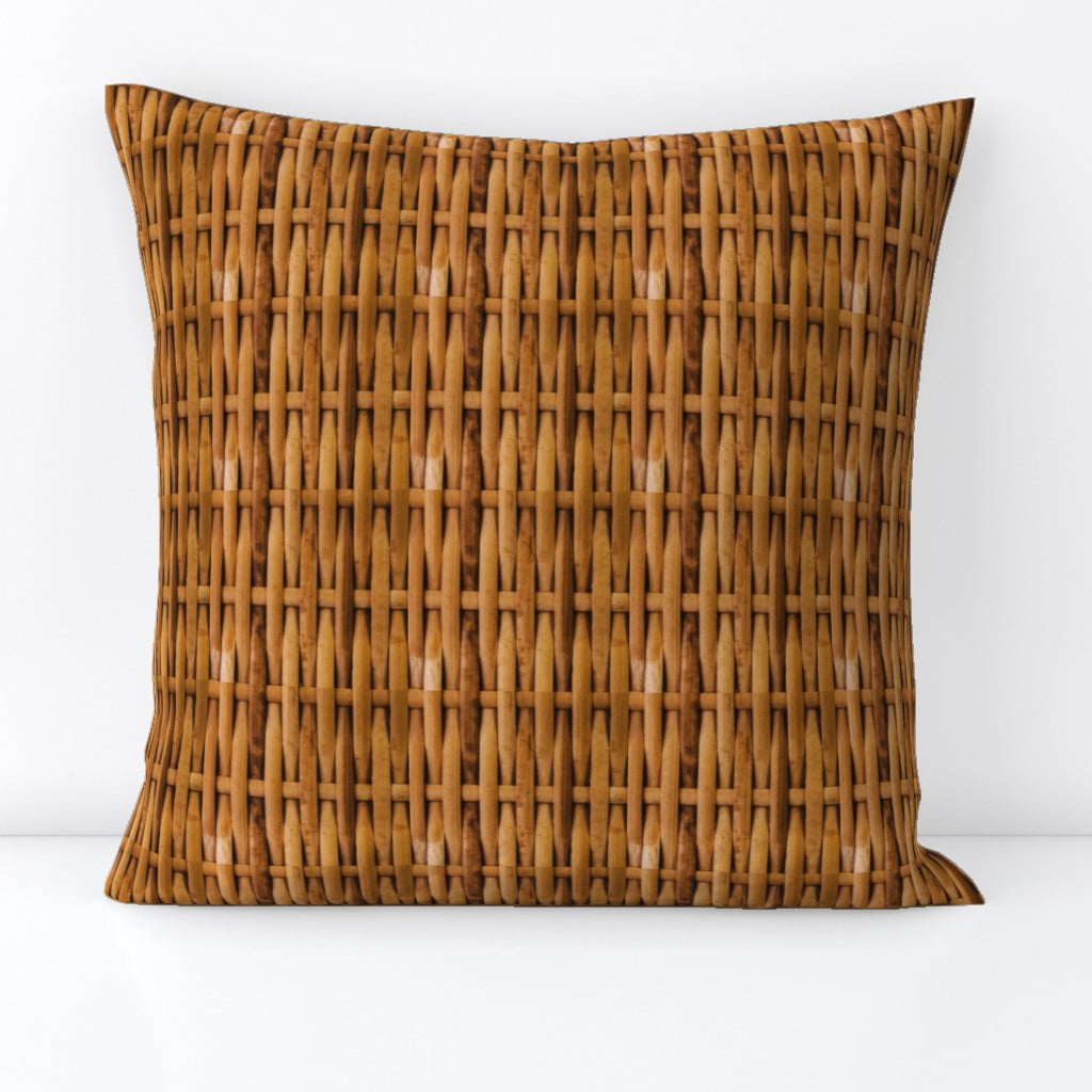 Basket Woven Weave Rattan Throw Pillow Cover w Optional Insert by Roostery