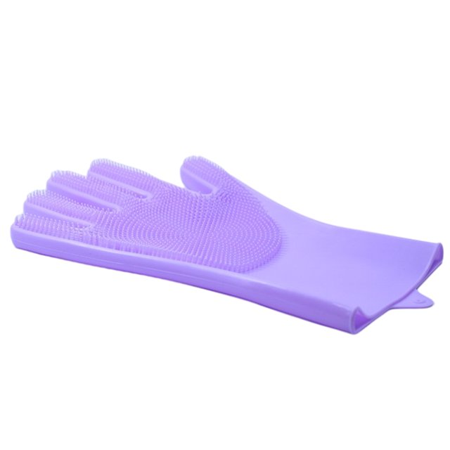 Yuarrent 1 par de guantes para lavar platos con estropajo, tazones para platos, limpieza de alimentos, limpieza, manoplas resistentes al calor, Mostrada Púrpura Yuarrent HA060614-03