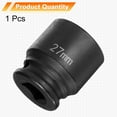 thumbnail image 3 of Uxcell 6 Point Impact Socket 27mm Metric Socket 1/2" Square Drive 1.65" (42mm) Long Phosphated Cr-Mo Steel Spindle Axle Hex Nut Sockets, Black, 3 of 7