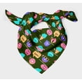 thumbnail image 3 of Bimba Green Donut & Text Printed Pure Silk Scarf For Hair Neck Head Bandanas For Women 40 x 40 Inches, 3 of 6