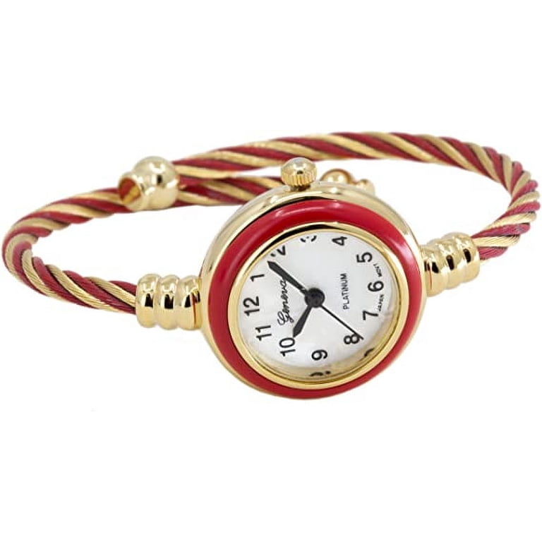 Elegant Analog Watch with Classic Round Dial and Cable Cuff Bangle Blekon Collections Women main image 4
