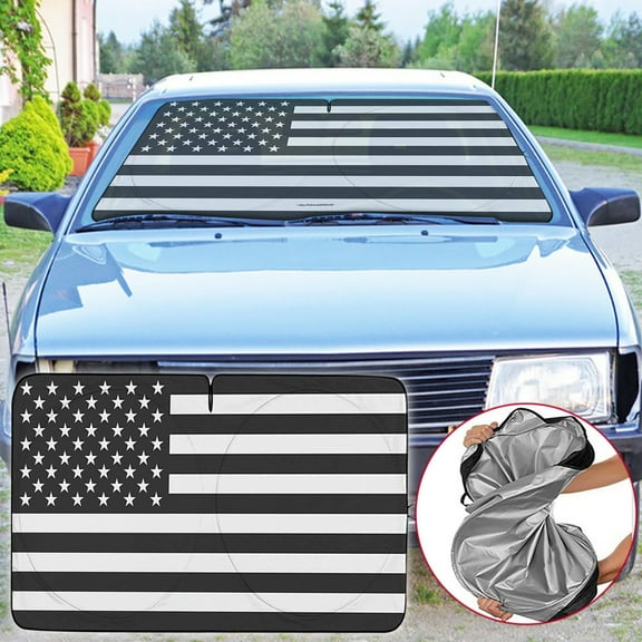TOPRenddon 1-Piece Windshield Sun Shade American Flag USA Patriotic Design - Foldable Car Front Window Sunshade for Most Sedans SUV Truck - Blocks Max UV Rays and Keeps Your Vehicle Cool