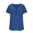 thumbnail image 4 of loopsun Plus Size Tops for Womens,Womens Summer Tops,Womens Solid Summer Tops Casual Trendy Short Sleeve T Shirts Scoop Neck Tee Fashion Shirts Tops Blue M, 4 of 5