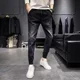 thumbnail image 3 of Pantalones vaqueros para hombre, pantalones harén, pantalones elásticos para hombre, ropa informal elástica, talla XS, tendencia elegante 2024, ropa Y2k 2000, 3 of 5