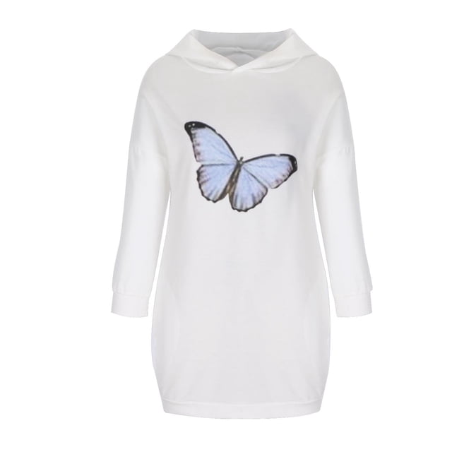 Vestidos para mujer Vestidos de otoño Casual Primavera y otoño con estampado de bolsillo Vestido de manga larga con capucha suelta Odeerbi ODB-5