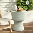 thumbnail image 3 of LuxenHome Outdoor Side Table, 15'' Off White Round Spiral Pattern Accent End Table, Indoor Outdoor Coffee Tables for Patio, Living Room, Backyard,Garden Stool and Plant Stand, 3 of 9