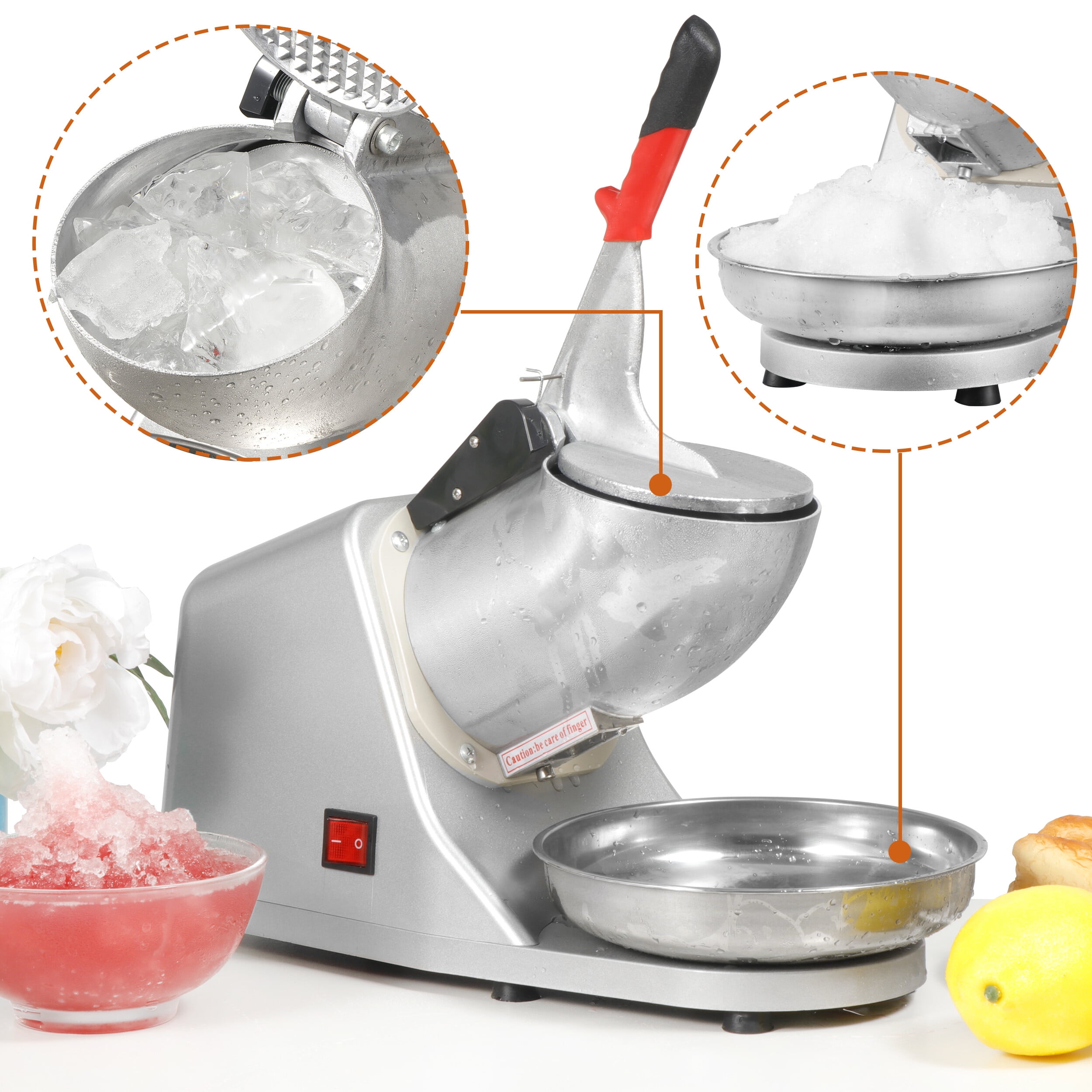 SuperDeal Ice Crusher 143lb Home Commercial Automatic Snowflake Smoothie Making High Speed, Silver