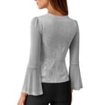 thumbnail image 5 of Olyvenn Womens Ruffle 3/4 Sleeve Tops Lightweight Sparkly Elegant Dressy Blouses Sexy Double Layers Cute Mesh Tunic Shirts Gray XL, 5 of 7