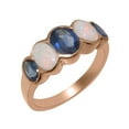 thumbnail image 1 of LBG British Made 9k Rose Gold Real Genuine Sapphire & Opal Womens Band Ring - 33 size options - Size 5.75, 1 of 6