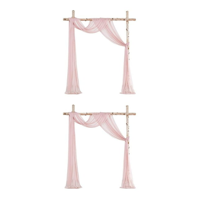 Ruiboury Wedding Arch Drapes Add Romantic Atmosphere With Wide Application Wedding Arch Draping Fabric Polyester Wedding Valance silver pink 2Set