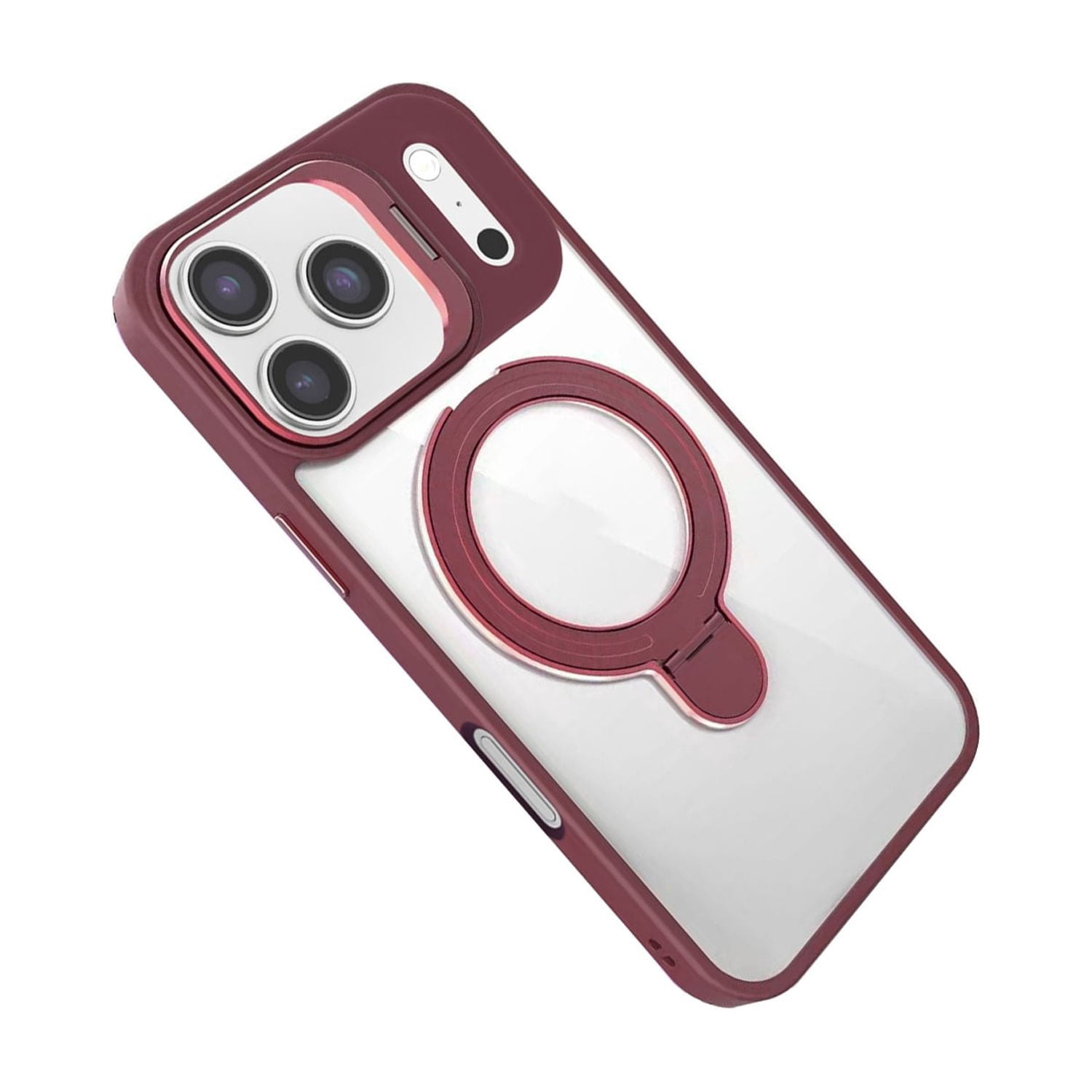 Crystal Clear Magnetic Case with Camera Lens Protector for iPhone 17 Pro Max - Red
