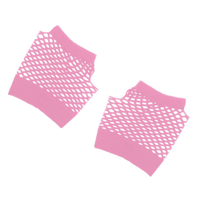 Minnieouse 1 par de disfraces de los años 80, adorno de fiesta Vintage, guantes de neón sin dedos, ropa decorativa de red de pesca para vestir a guantes y mitones Rosado