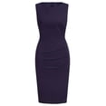 thumbnail image 6 of Blmnix Business Casual Dress for Women Bodycon Work Dresses Petticoat Sleeveless Blue Midi Dresses Crew Neck Adjustable Waist Womens Spring Dress,XL, 6 of 6