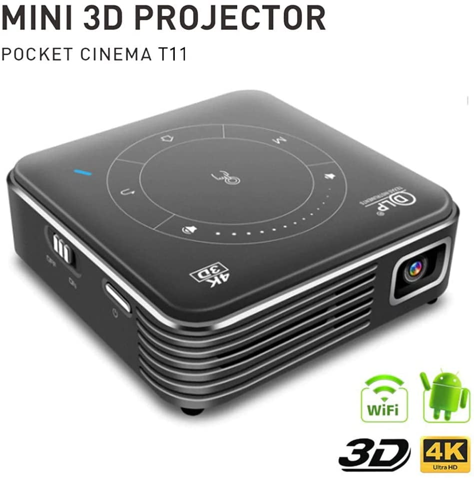 3D 4K HD 1080P portátil Inteligente WiFi DLP proyector con trípode Heimkino Media-Player apoya Android-System/HDMI/USB/Bluetooth/TF-Karte Garsent Mini DLP proyector 