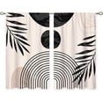thumbnail image 6 of Grey Beige Abstract Mid Century Small Kitchen Curtains Leaf Window Treatment Boho Modern Cafe Short Curtains for Bathroom Dining Room Minimalist Geometric Tier Treatment Drapes 27.5x39 inch, 6 of 6