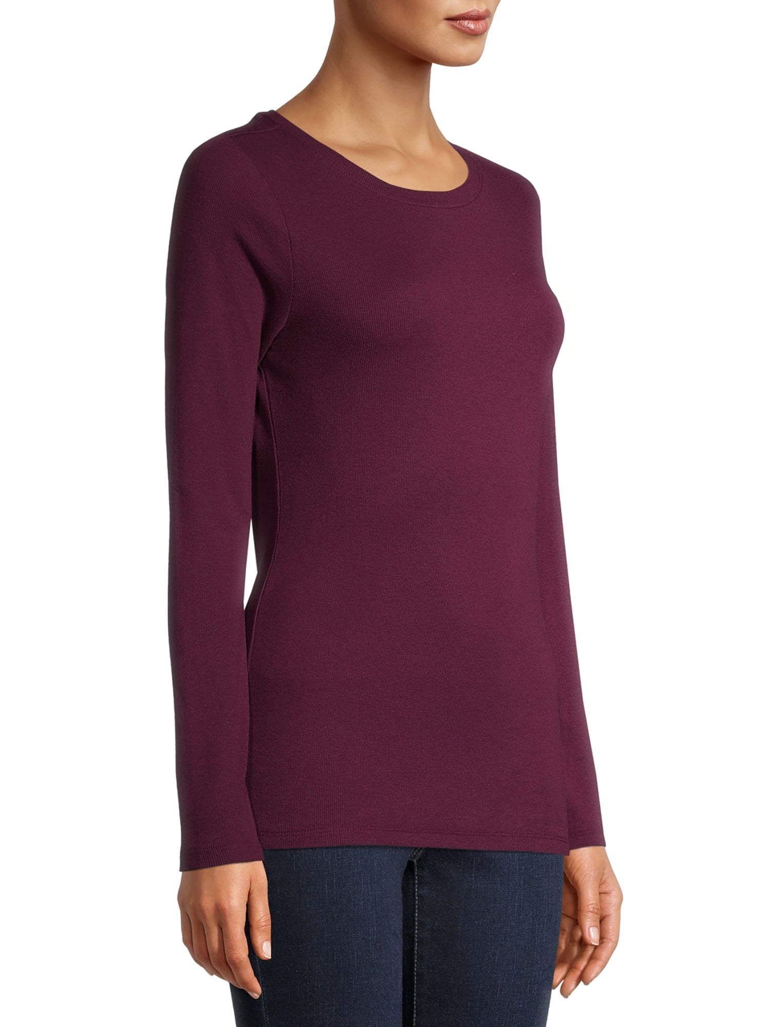 Time and Tru Women's Long Sleeve Rib T-Shirt