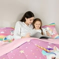 thumbnail image 4 of Castle Fairy Kawaii Magical Horse Twin Bedding Sets 7-Piece for Kids Teens Girls,Cartoon Rainbow Unicorn Bedding Comforter Set Microfiber,Dreamy Princess Breathable Sheet Sets,Breathable Home Decor, 4 of 8