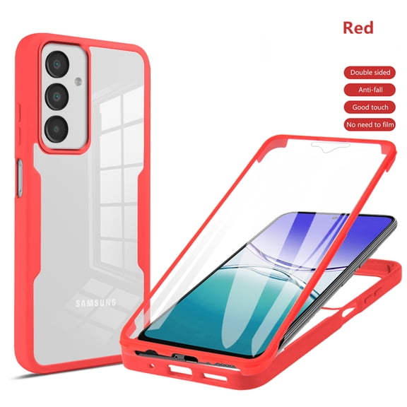 For Samsung Galaxy A17 5G Case Compatible with MagSafe, Built-in Screen Protector [Support Fingerprint ID & Wireless Charger] Full-Body Slim Style Clear Soft Magnetic Phone Case,Red