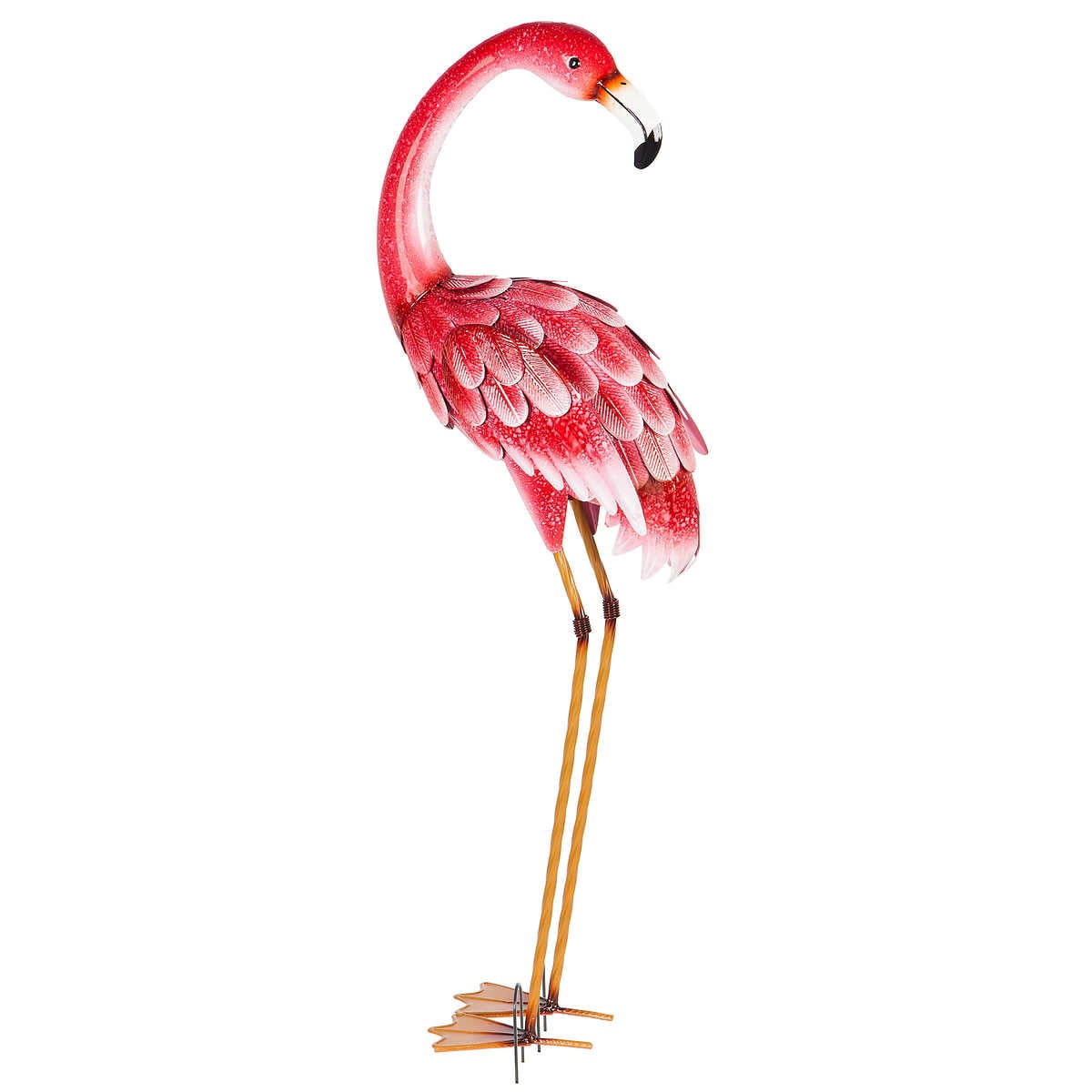 Flamboyant 35″ Metal Pink Flamingo Statue Pair of Yard Garden Metal Sculptures Home, Patio, Backyard Decor